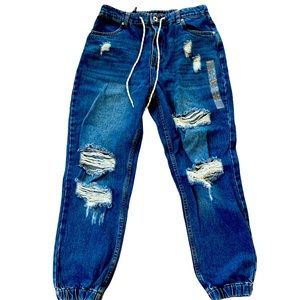 Bluenotes Distressed Jean Joggers Size L BNWT